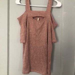 Cold shoulder light peach top